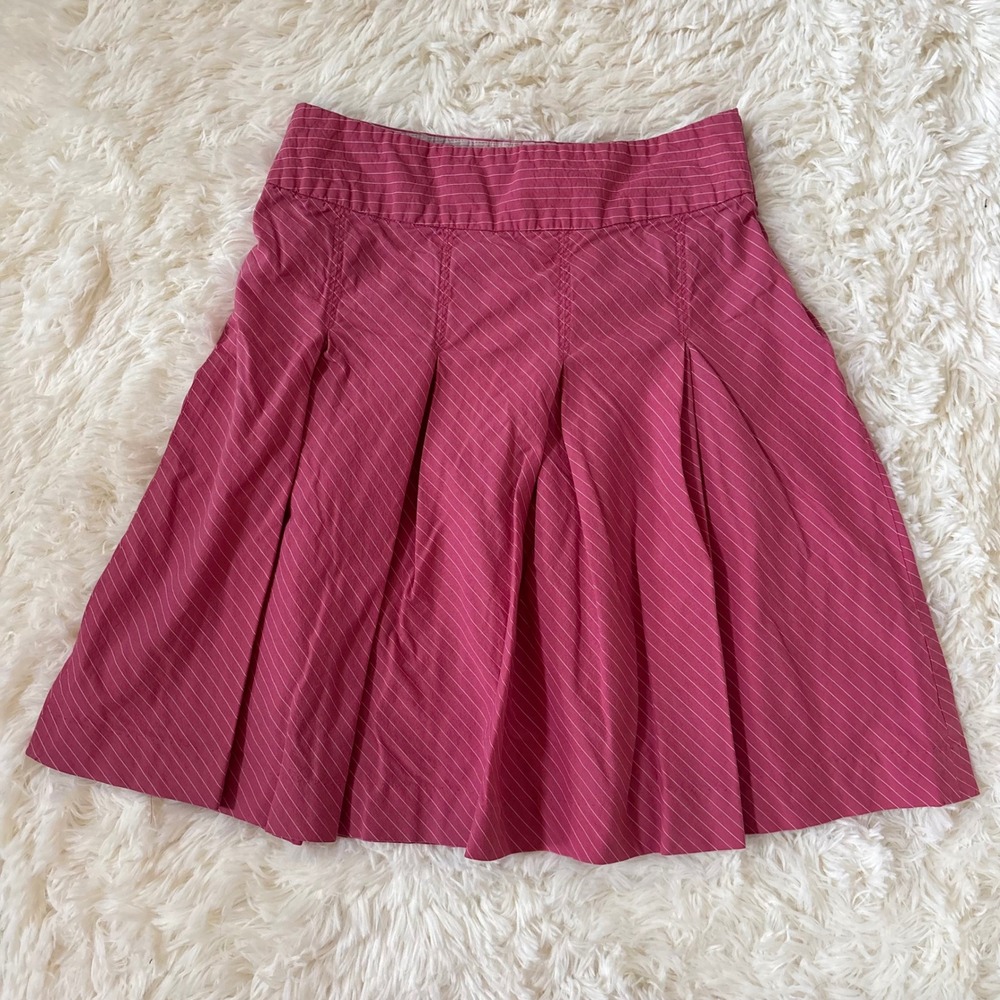 Old Navy Pink Pinstripe Pleated Mini Skirt Just Below Waist Size 2 A-Line